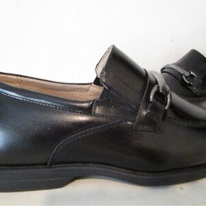 Florsheim Kids Patent Leather Dress Loafers Shoes Black Silver Embellishment Sz4